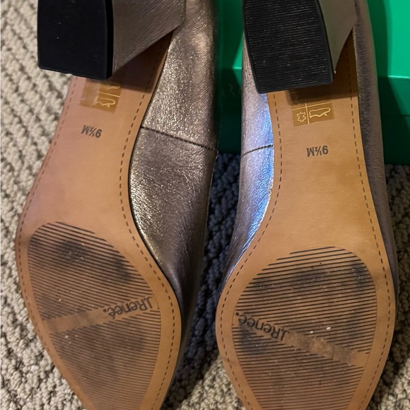 J. Renee Leather Block Heel Pointy Toe Pumps Fatemeh Taupe Metallic - Picture 4 of 5